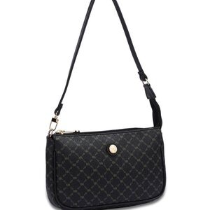 Rioni Designer Shoulder Fender Bag - Brown and Gold